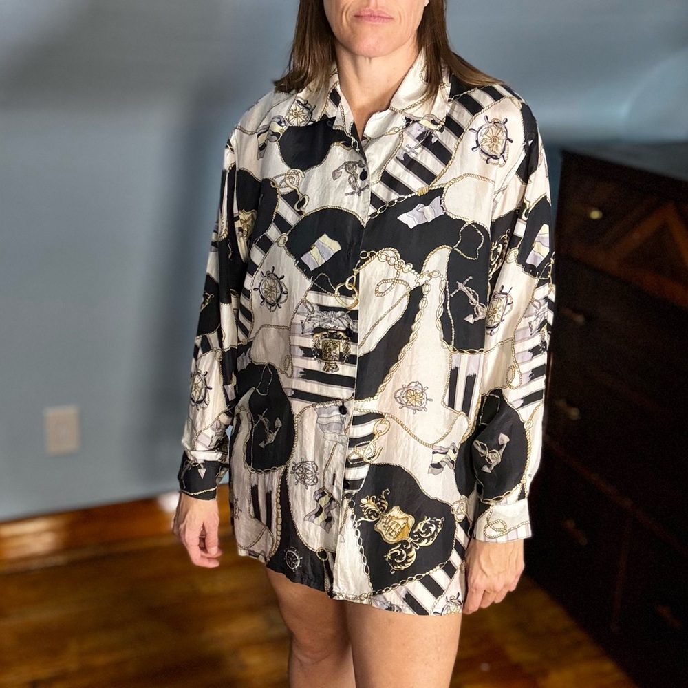 Vintage Nautical 100% Silk Shirt